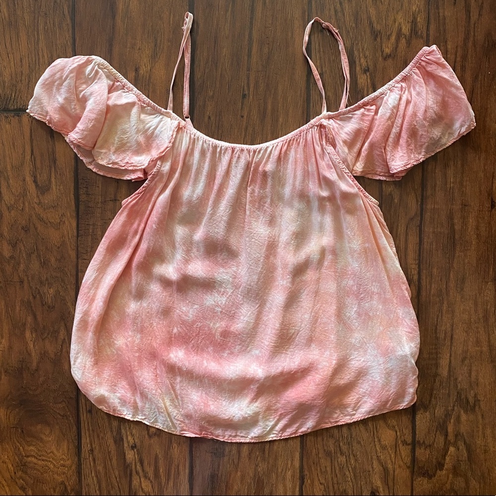 AE tie dye off the shoulder shirt